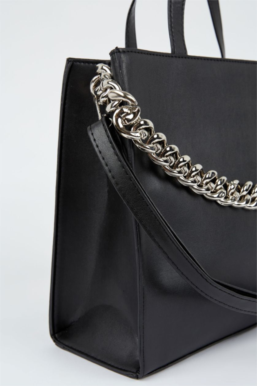 نساء أسود شنطة كتف جلد صناعي