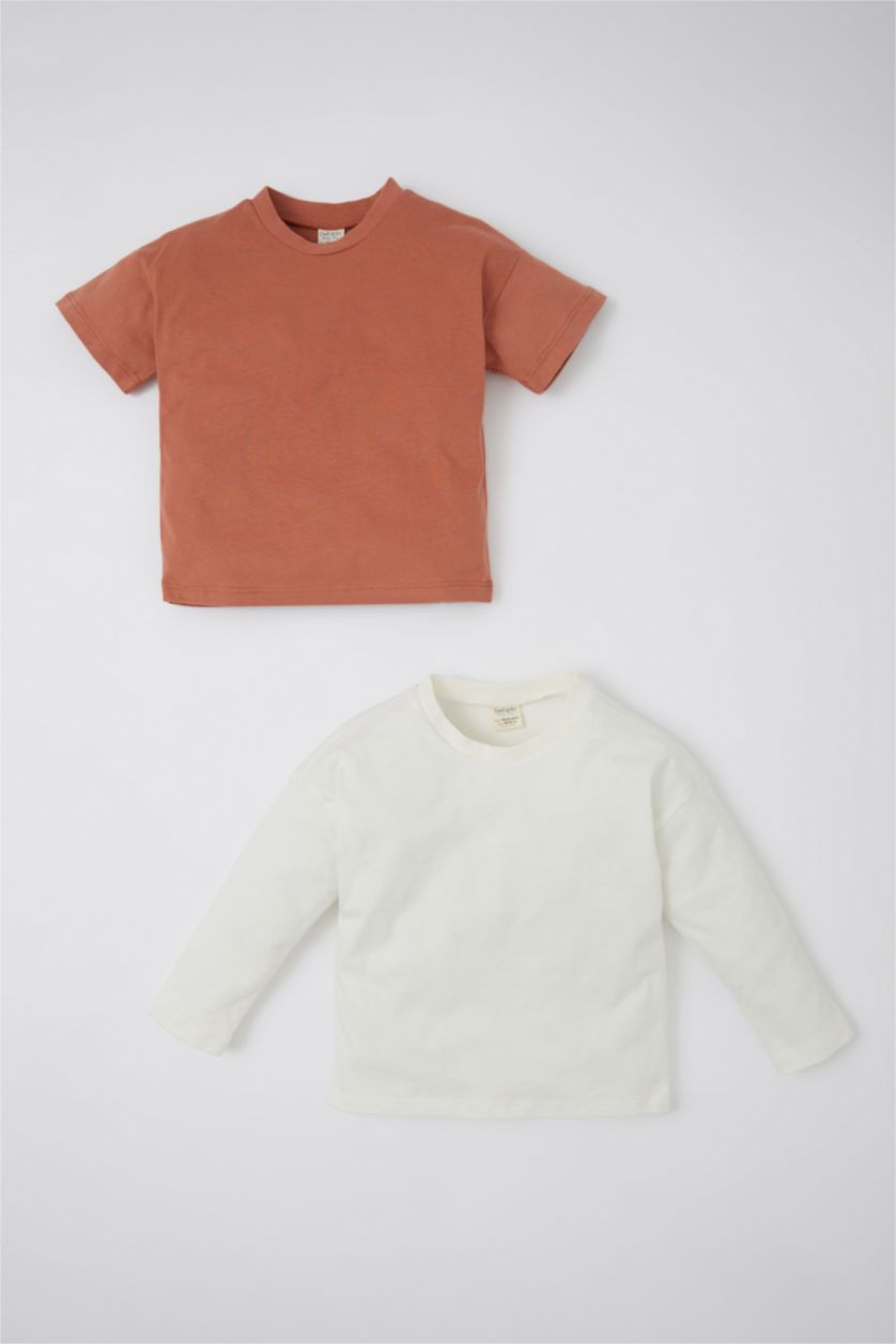 BABY BOY Ecru 2 Pack Long Sleeve T-Shirt