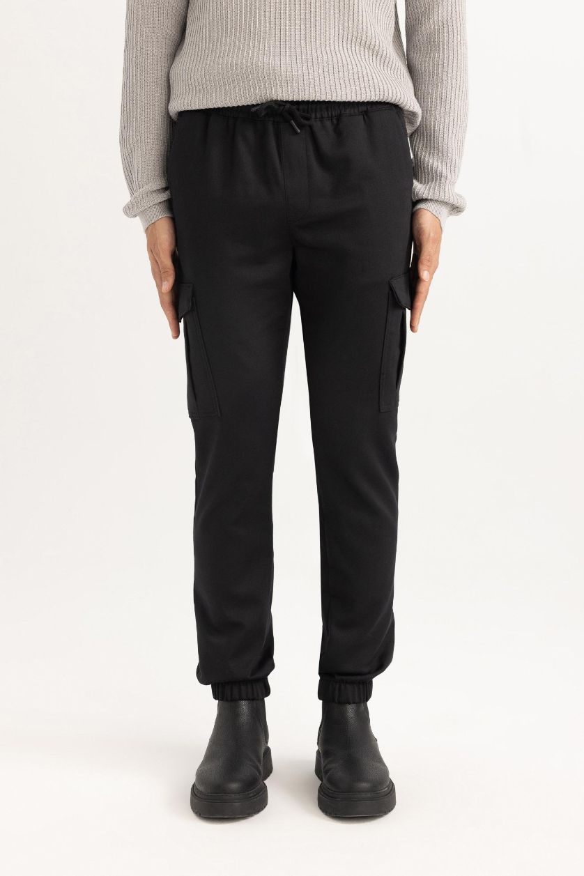 MAN Black Cargo Fit Trousers