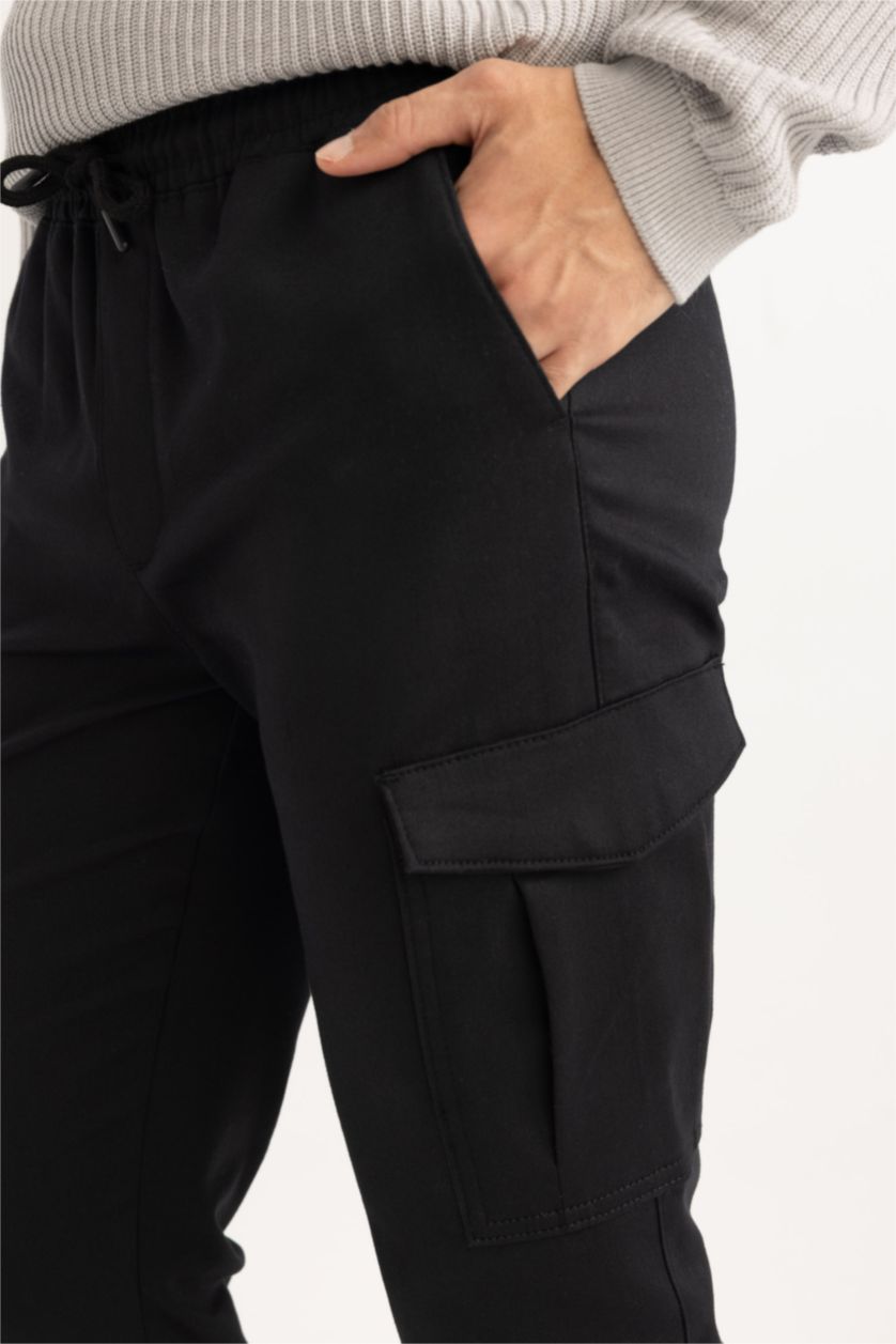 MAN Black Cargo Fit Trousers