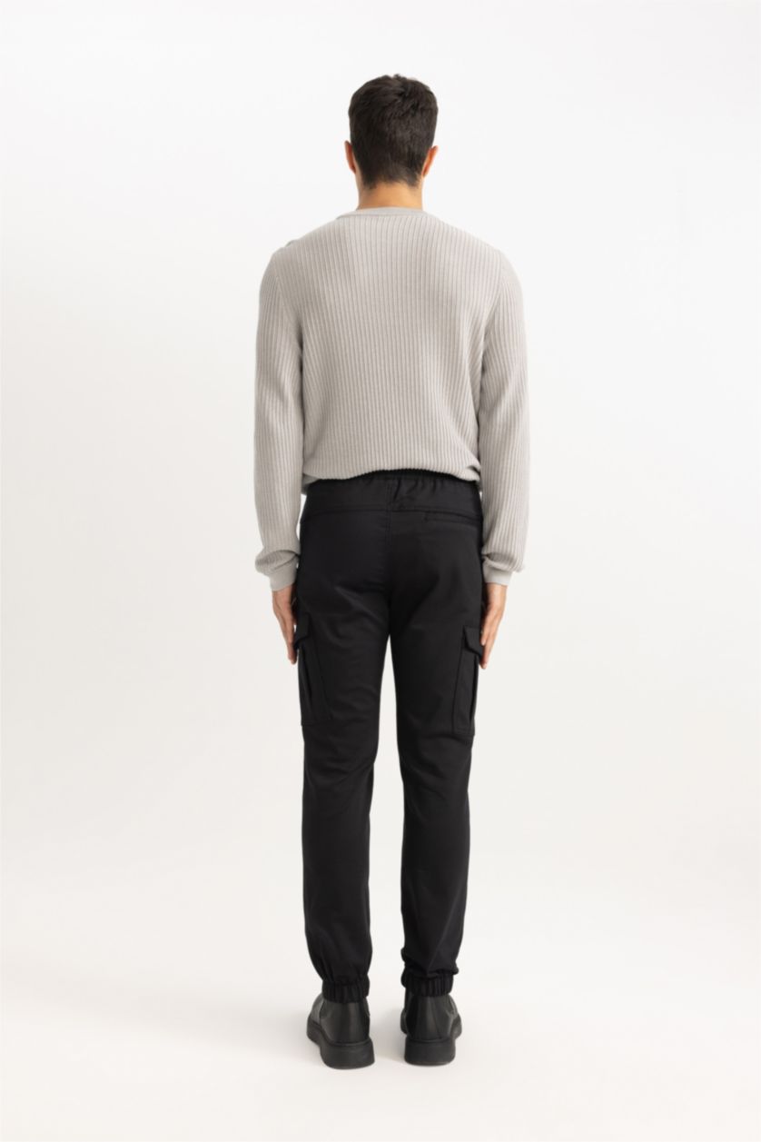 MAN Black Cargo Fit Trousers