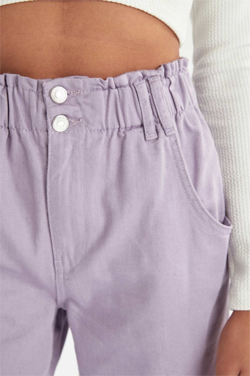 Женщины Сиреневый Paperbag Waist Paperbag Fit Trousers