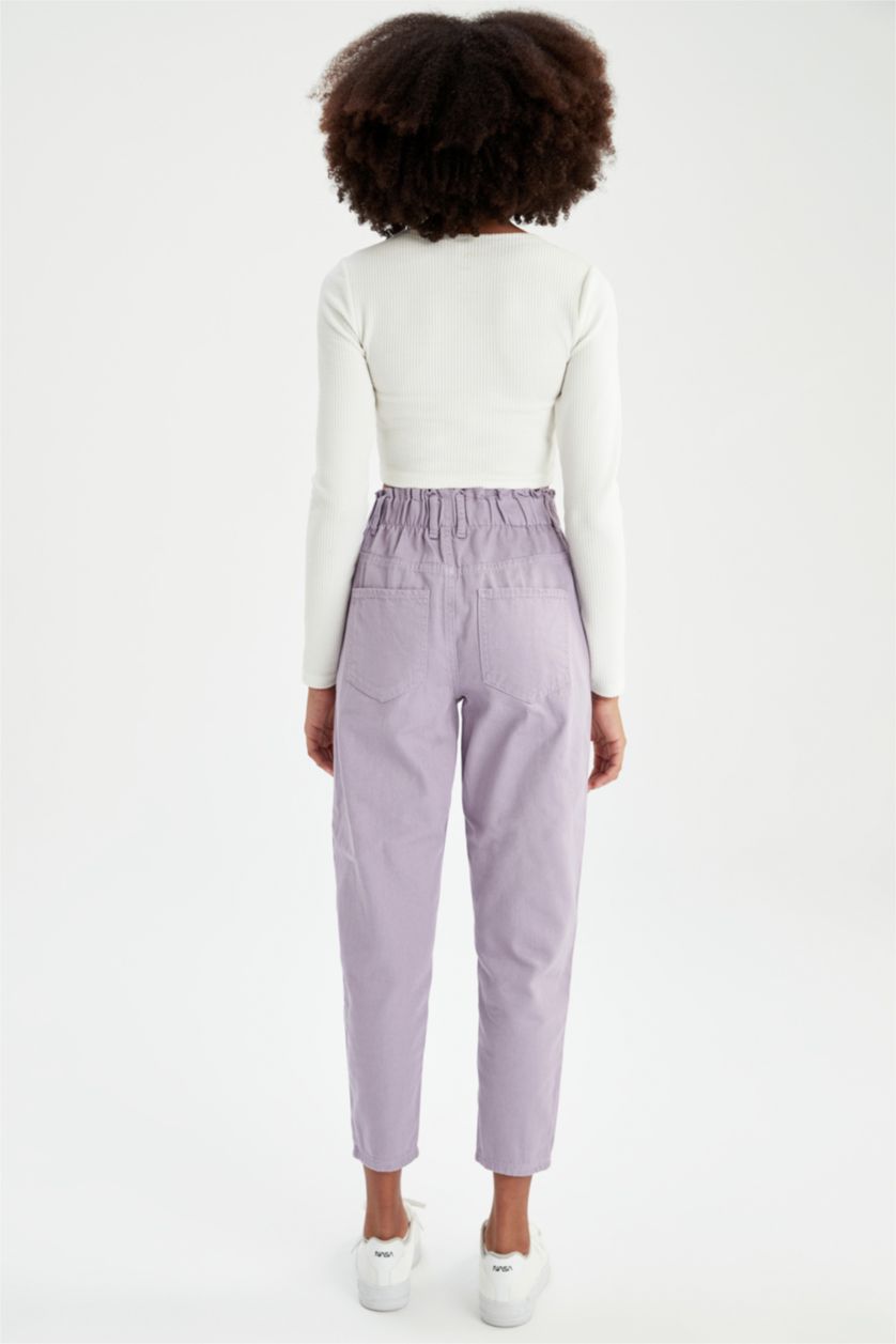 Женщины Сиреневый Paperbag Waist Paperbag Fit Trousers