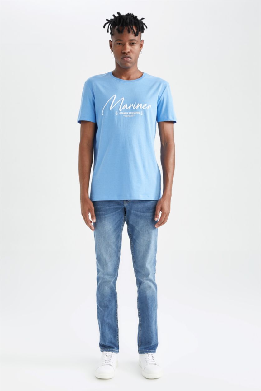 رجال أزرق Slim Fit Short Sleeve T-Shirt