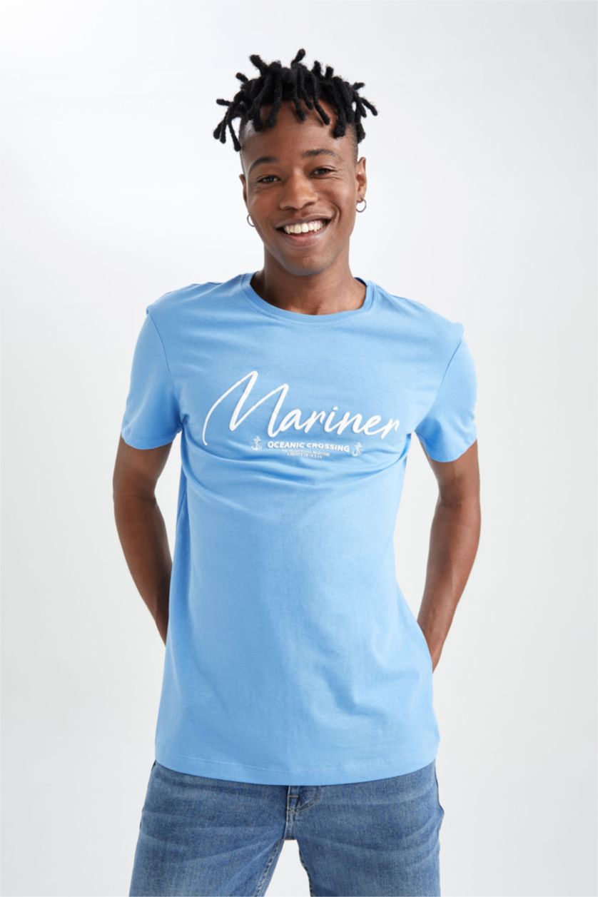 رجال أزرق Slim Fit Short Sleeve T-Shirt