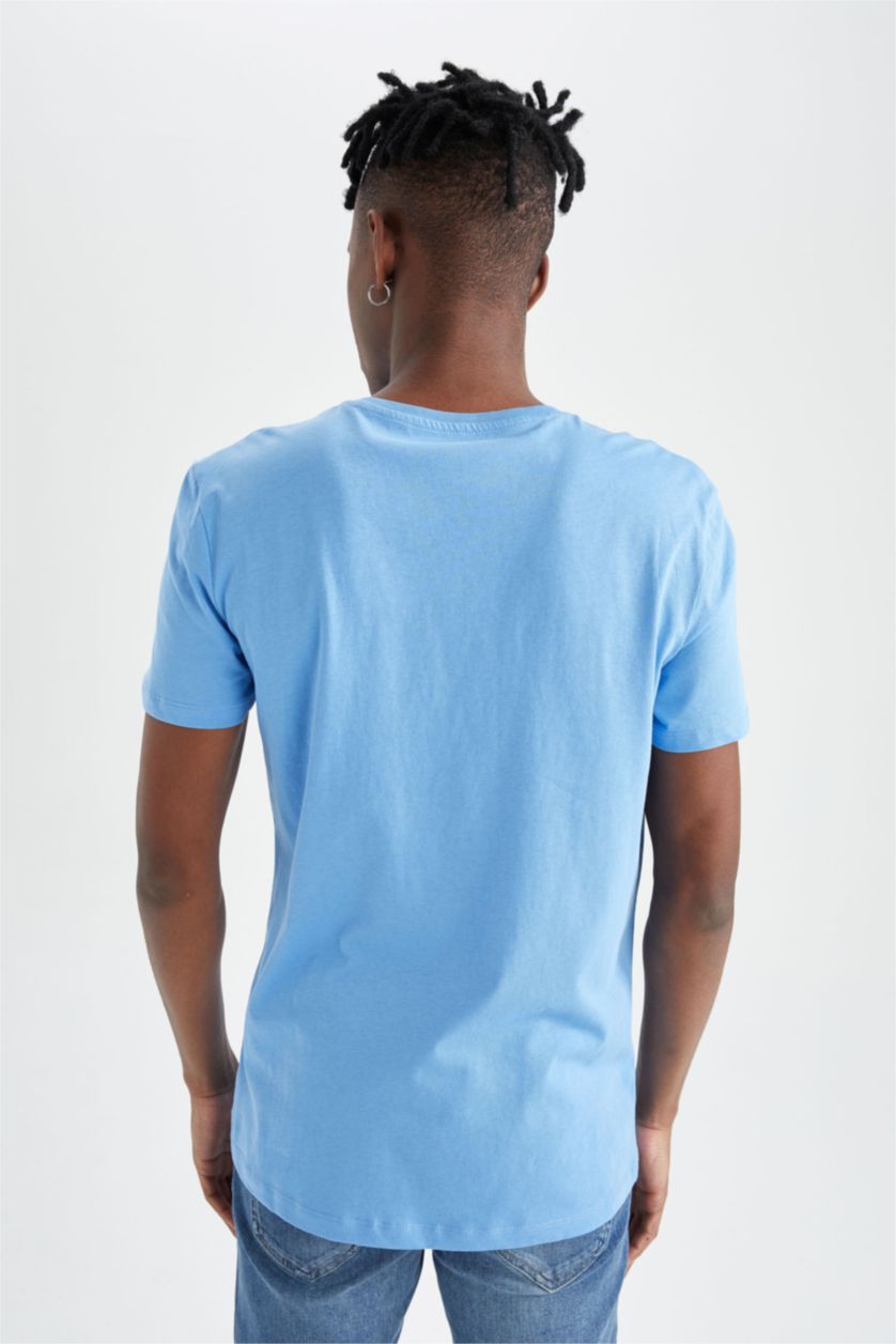 رجال أزرق Slim Fit Short Sleeve T-Shirt