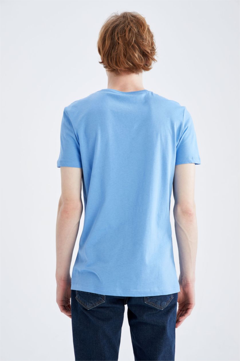 رجال أزرق Slim Fit Short Sleeve T-Shirt