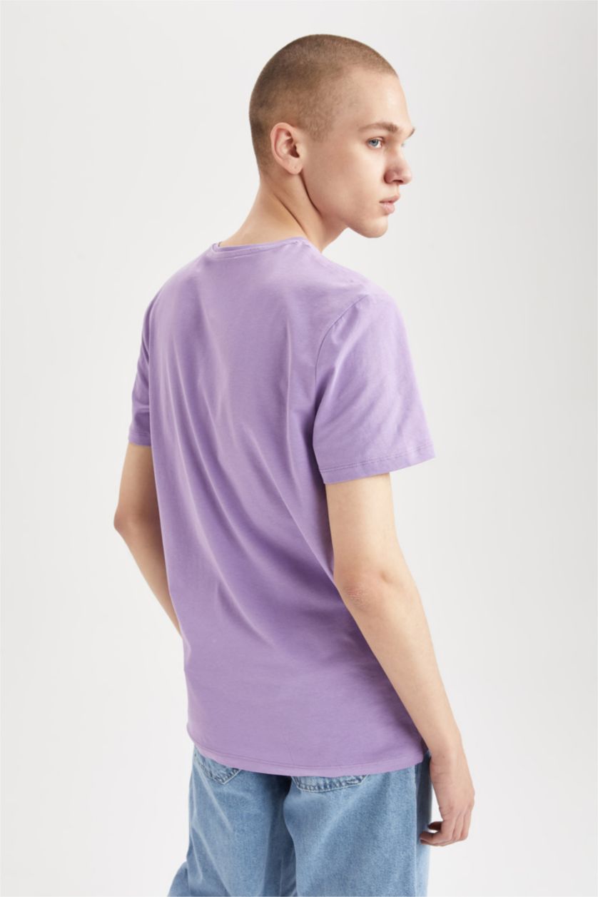 HOMME Violet T-shirt Cool Slim Fit à col rond et manches courtes imprimé