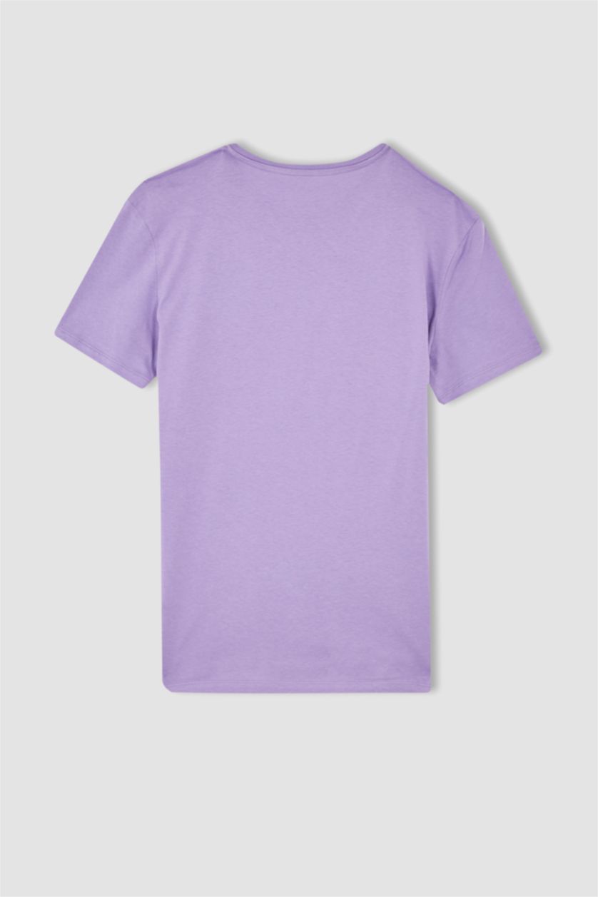 HOMME Violet T-shirt Cool Slim Fit à col rond et manches courtes imprimé