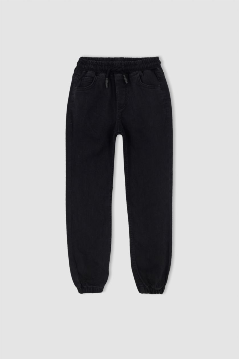 BOYS & TEENS Black Boys Jogger Stretch Waist Jean Trousers