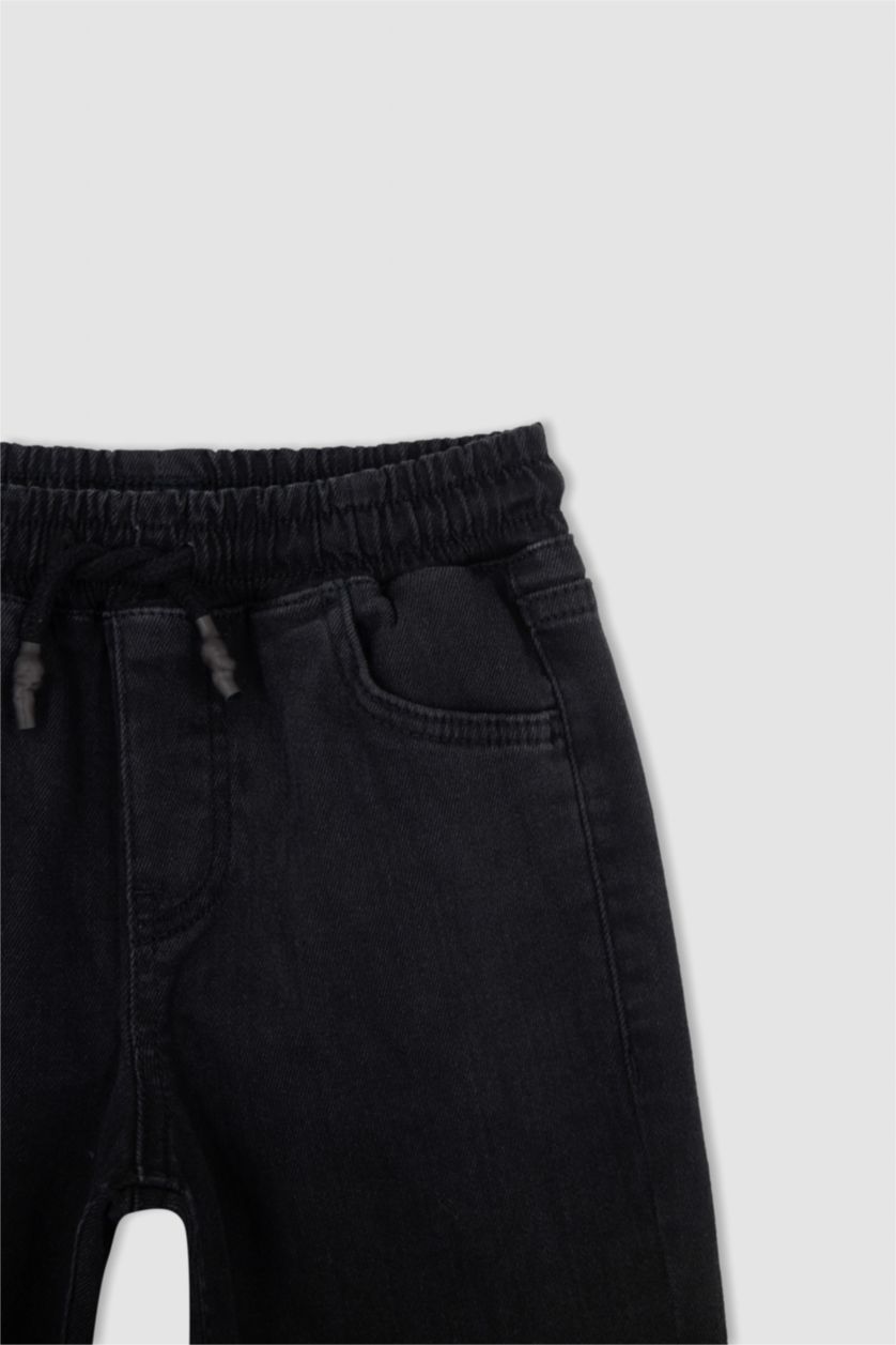 BOYS & TEENS Black Boys Jogger Stretch Waist Jean Trousers