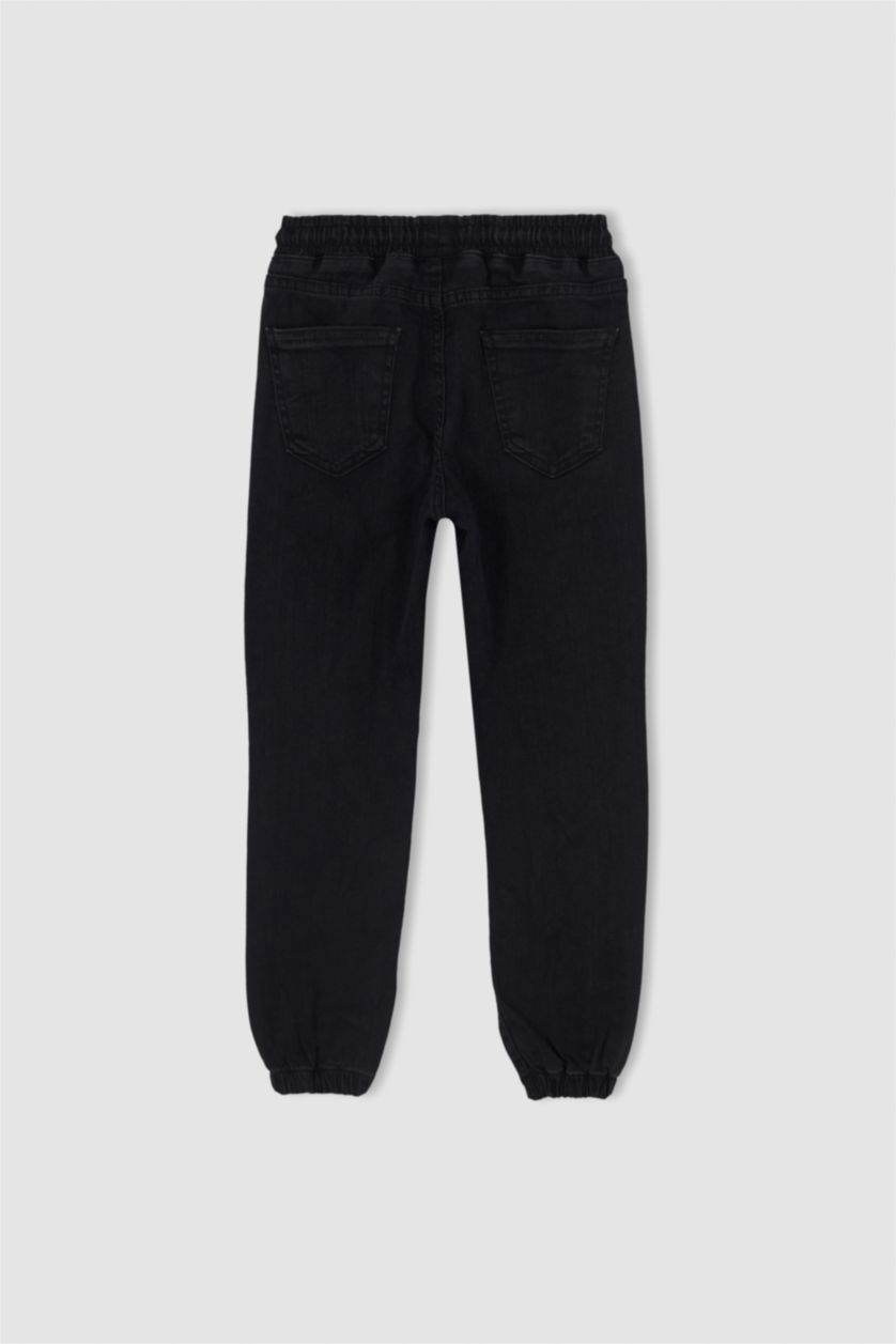 BOYS & TEENS Black Boys Jogger Stretch Waist Jean Trousers