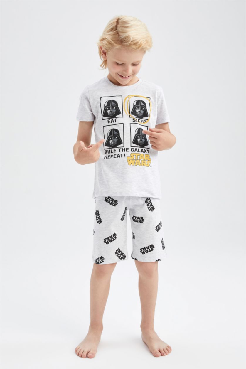 GARÇONS Gris Clair Ensemble de pyjama short à manches courtes en coton sous licence Star Wars pour garçons