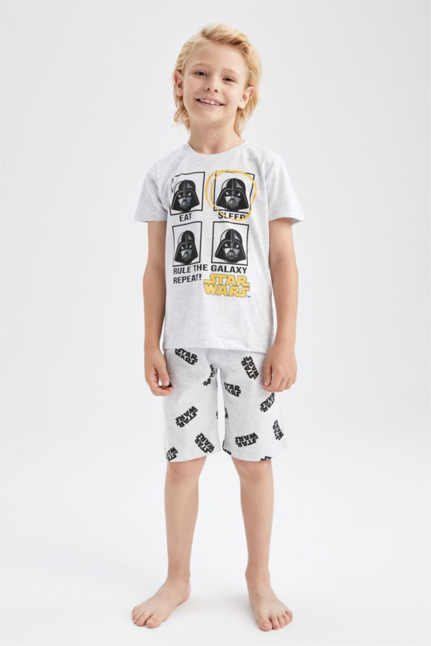 GARÇONS Gris Clair Ensemble de pyjama short à manches courtes en coton sous licence Star Wars pour garçons