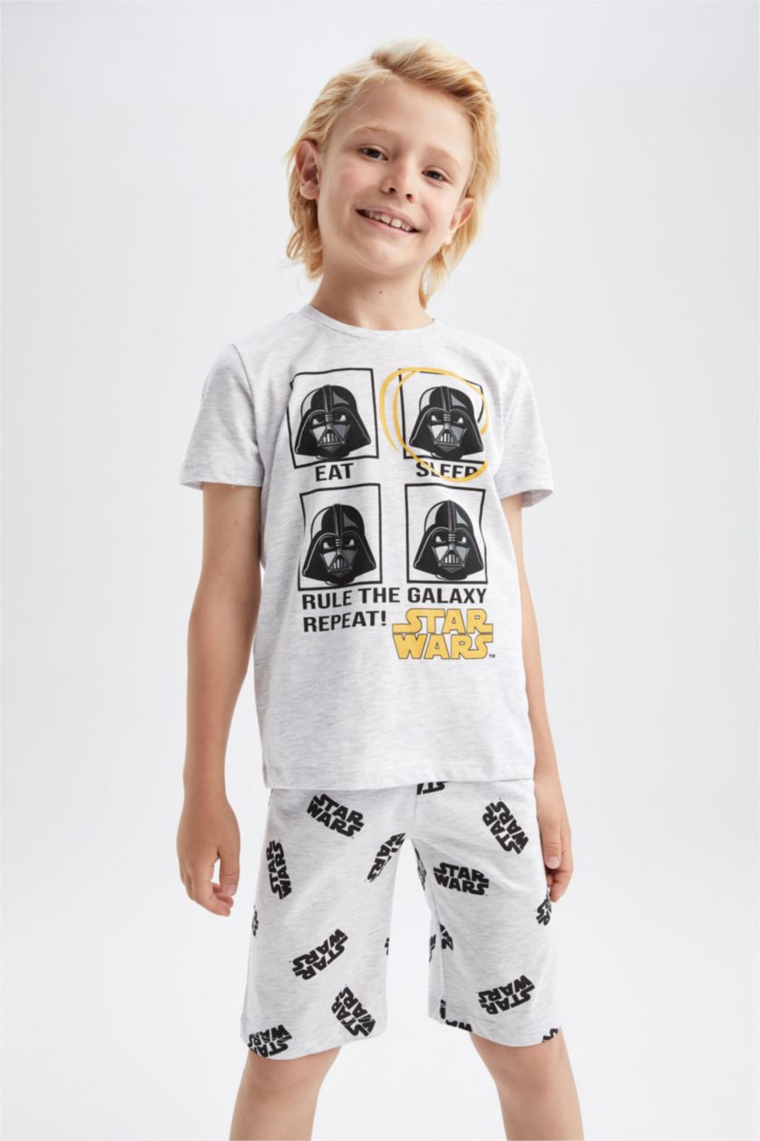 GARÇONS Gris Clair Ensemble de pyjama short à manches courtes en coton sous licence Star Wars pour garçons
