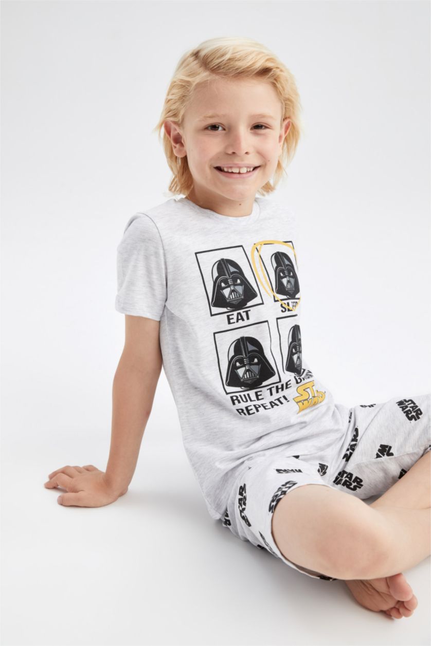 GARÇONS Gris Clair Ensemble de pyjama short à manches courtes en coton sous licence Star Wars pour garçons