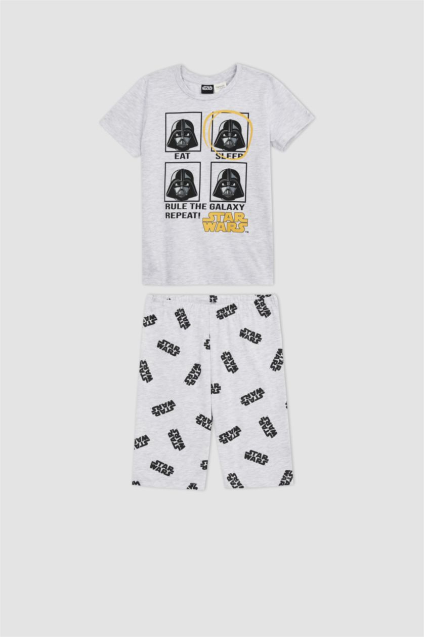 GARÇONS Gris Clair Ensemble de pyjama short à manches courtes en coton sous licence Star Wars pour garçons
