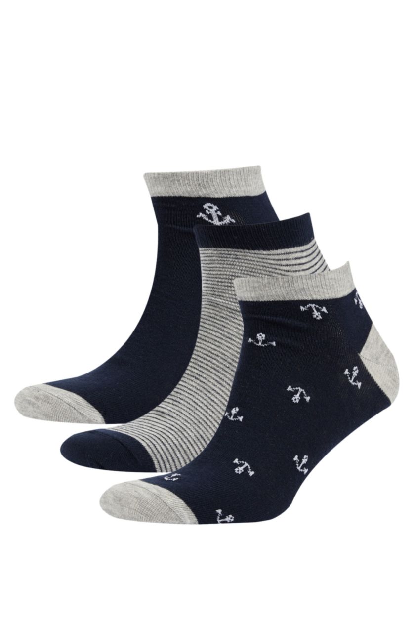 HOMME Marin Lot de 3 paires de chaussettes courtes en coton pour homme