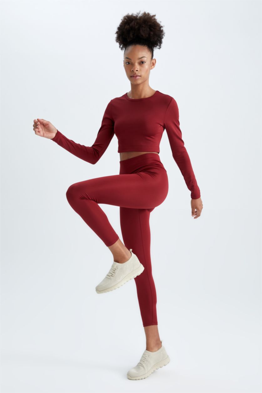 Женщины Бордовый Леггинсы с закрытой талией для женщин