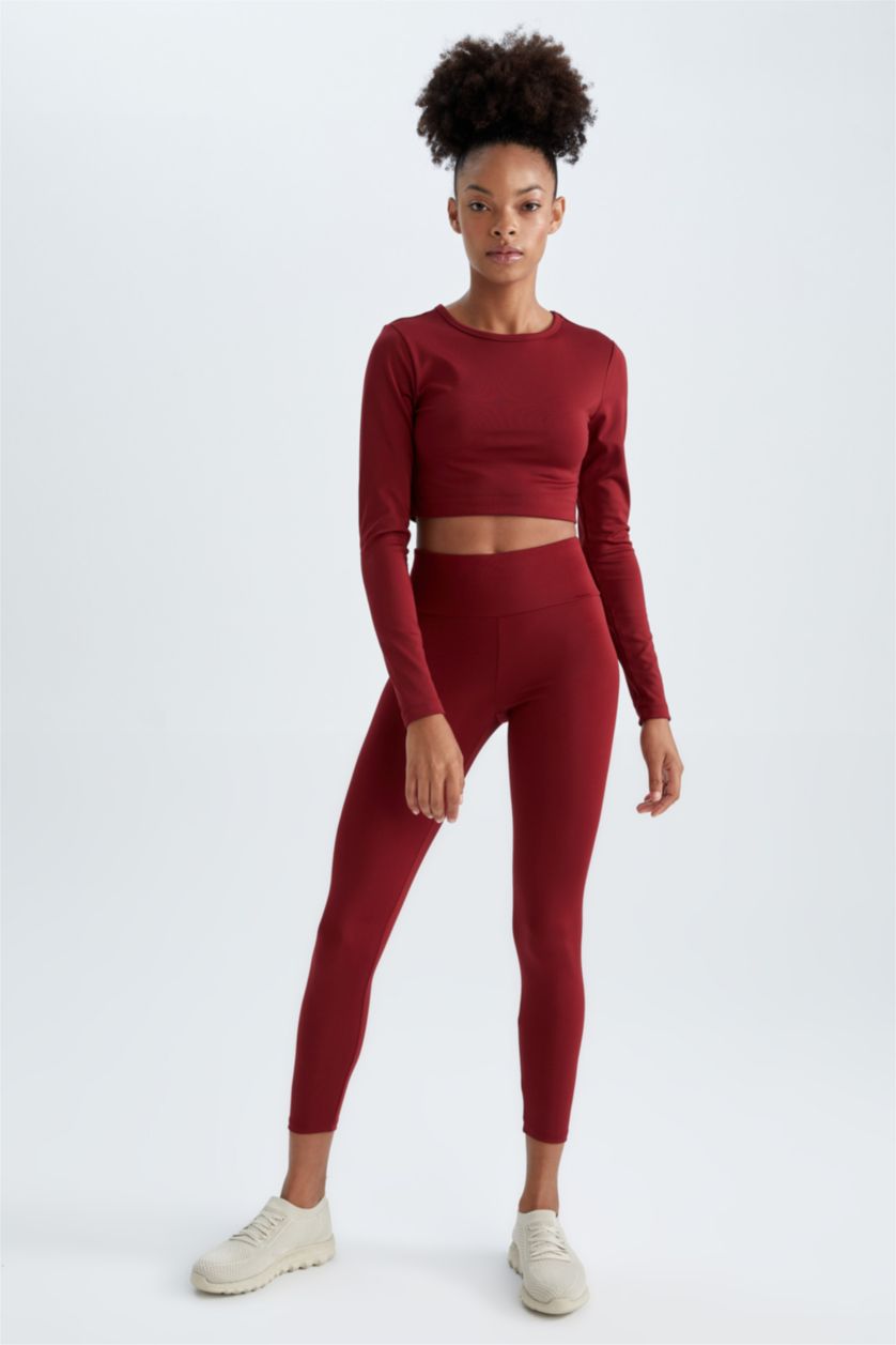 Женщины Бордовый Леггинсы с закрытой талией для женщин
