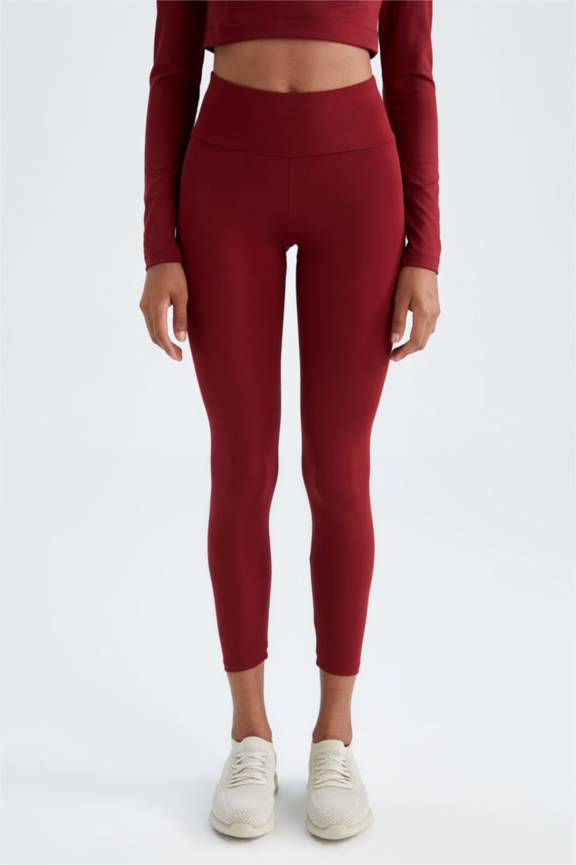 Женщины Бордовый Леггинсы с закрытой талией для женщин
