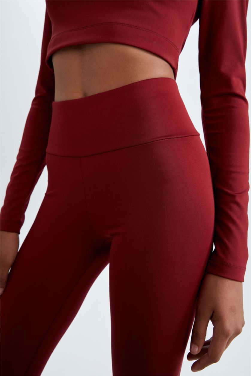 Женщины Бордовый Леггинсы с закрытой талией для женщин