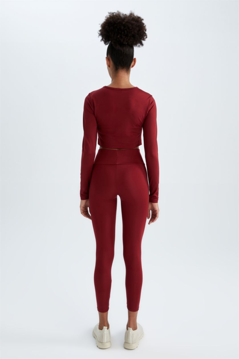 Женщины Бордовый Леггинсы с закрытой талией для женщин