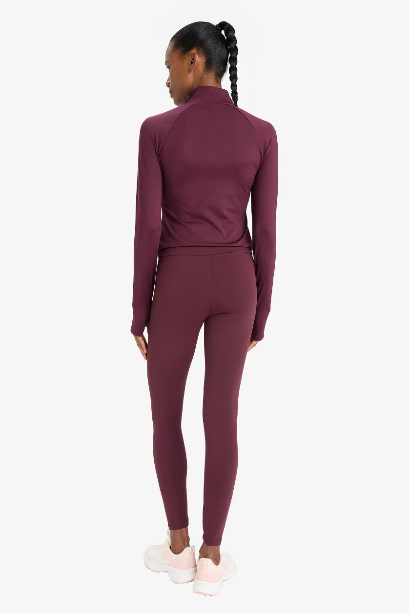 Woman Bordeaux DeFactoFit High Waist Soft Fluffy Basic Leggings