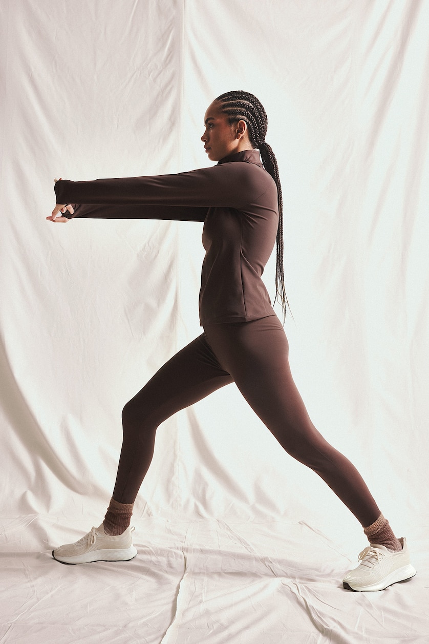 نساء بني Warmtech High Waist Sports Fleece Lining Leggings