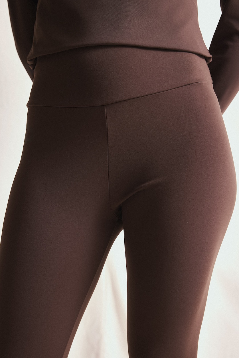 نساء بني Warmtech High Waist Sports Fleece Lining Leggings