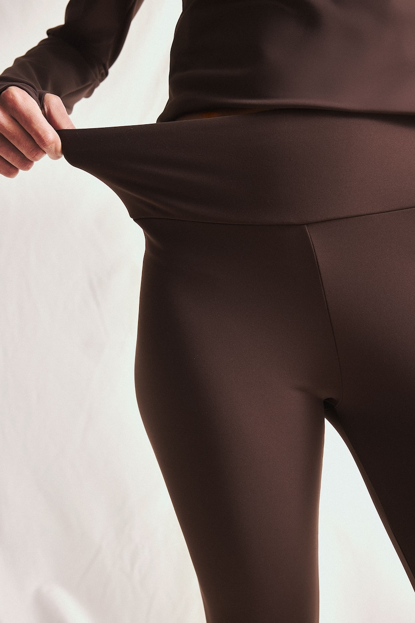 نساء بني Warmtech High Waist Sports Fleece Lining Leggings
