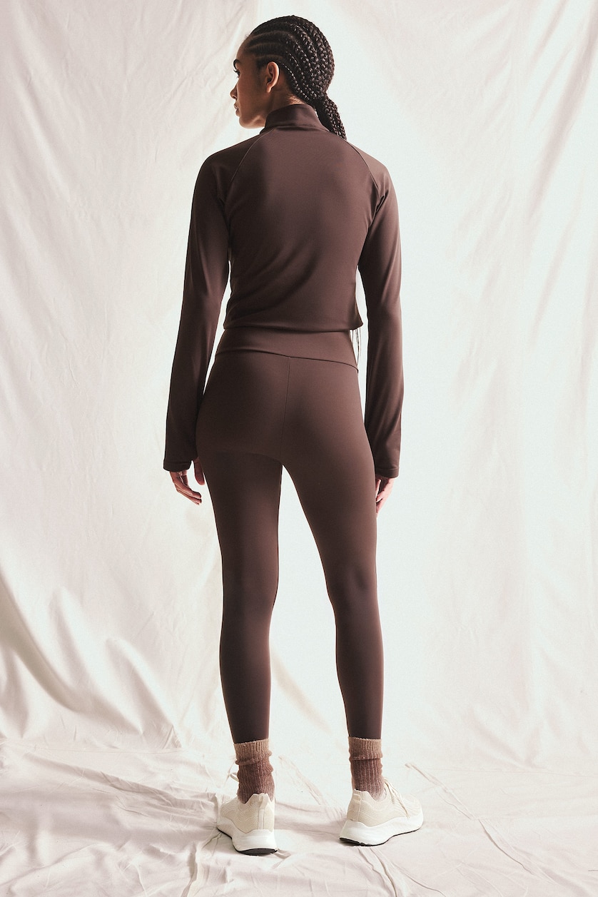نساء بني Warmtech High Waist Sports Fleece Lining Leggings