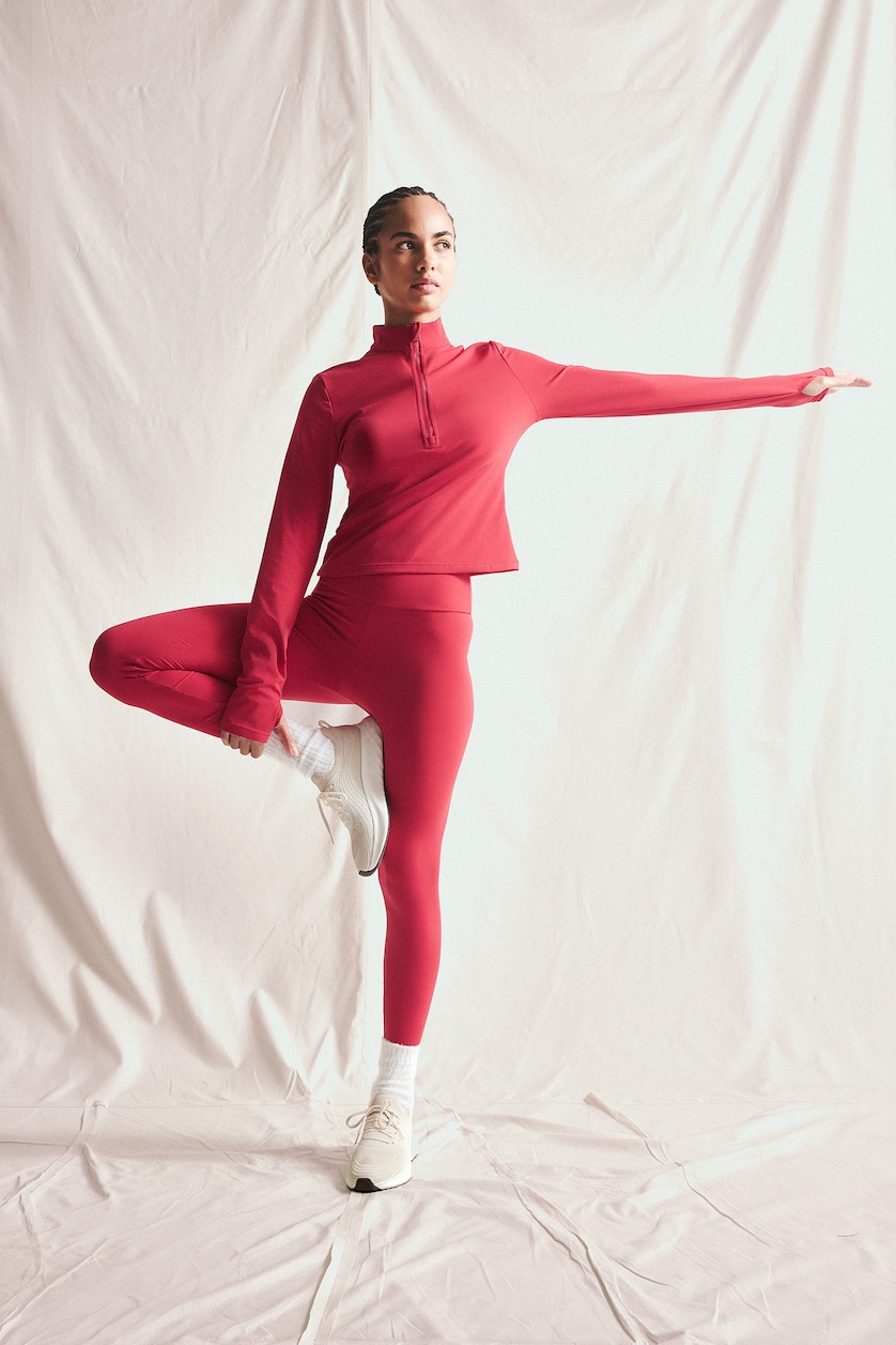 WOMAN Red Red Soft Lining Sports Leggings
