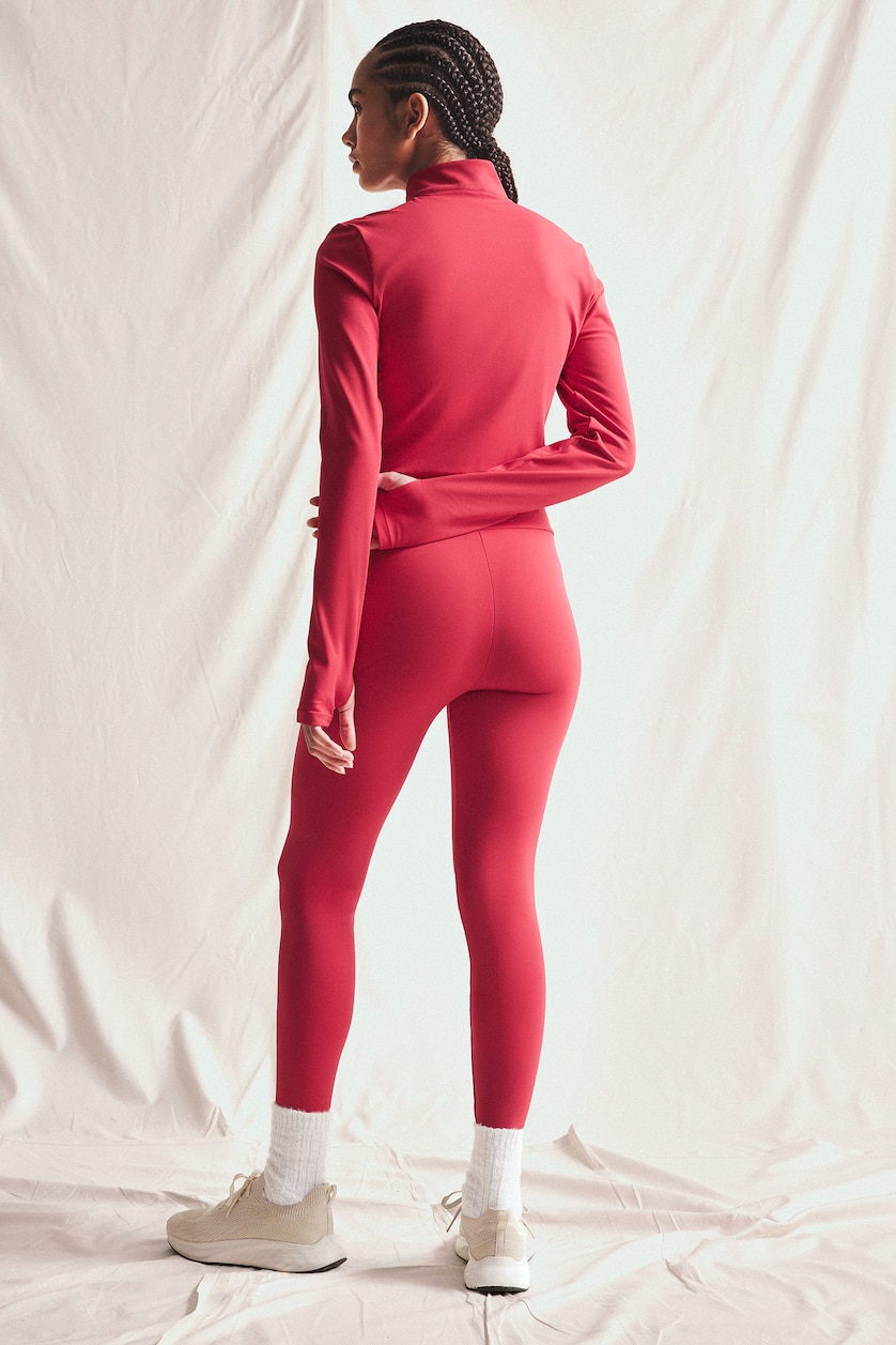 WOMAN Red Red Soft Lining Sports Leggings