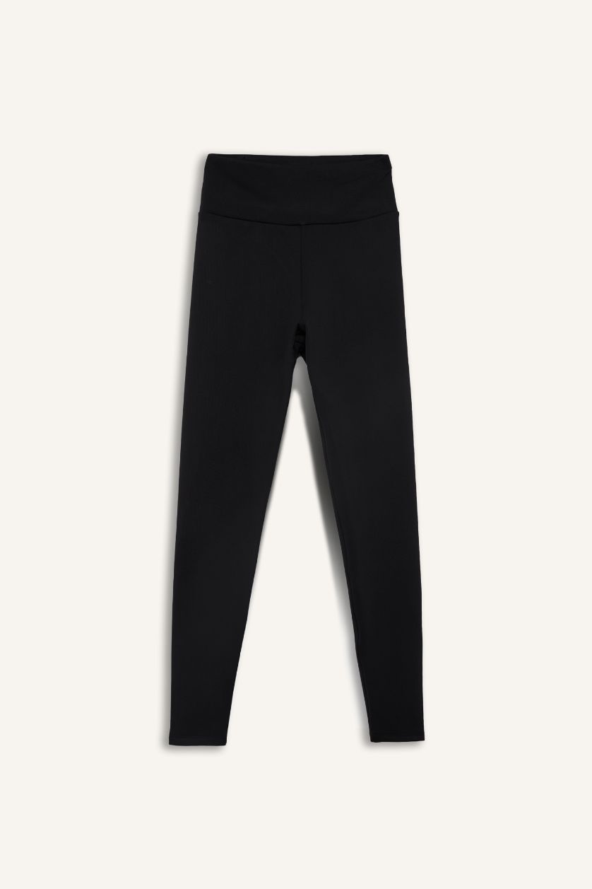 Woman Black Soft Fleece Lined Sport Leggings