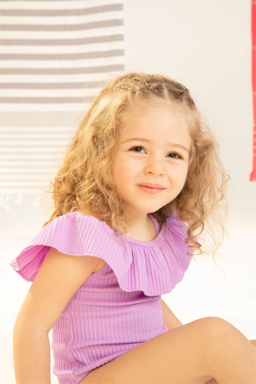 BÉBÉ FILLE Violet Maillot de bain en texture souple à volants pour bébé fille