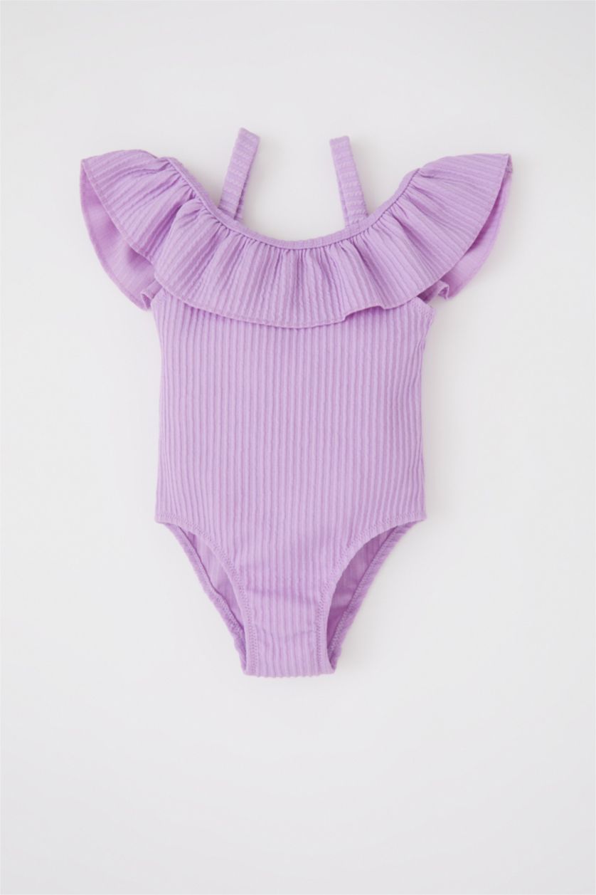 BÉBÉ FILLE Violet Maillot de bain en texture souple à volants pour bébé fille
