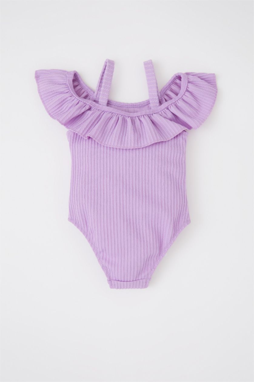 BÉBÉ FILLE Violet Maillot de bain en texture souple à volants pour bébé fille