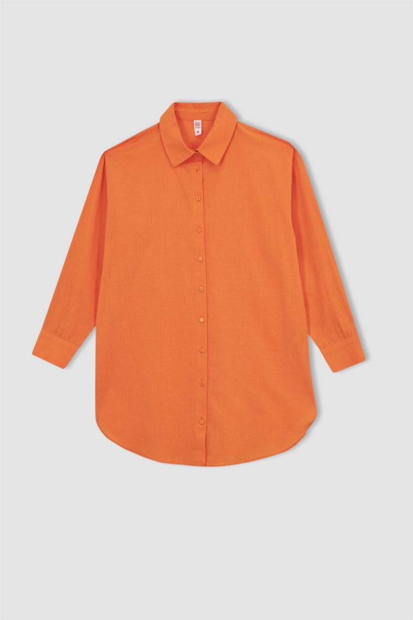 نساء برتقالي فستان بحر قطن بقصة عادية من Fall In Love