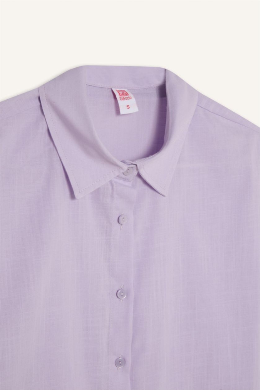 Kadın Lila Regular Fit Pamuklu Plaj Gömleği-Fall in Love