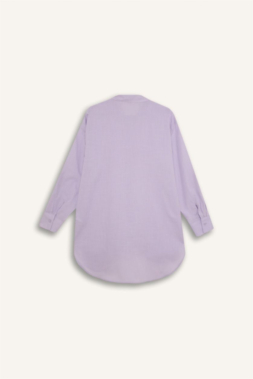 Kadın Lila Regular Fit Pamuklu Plaj Gömleği-Fall in Love