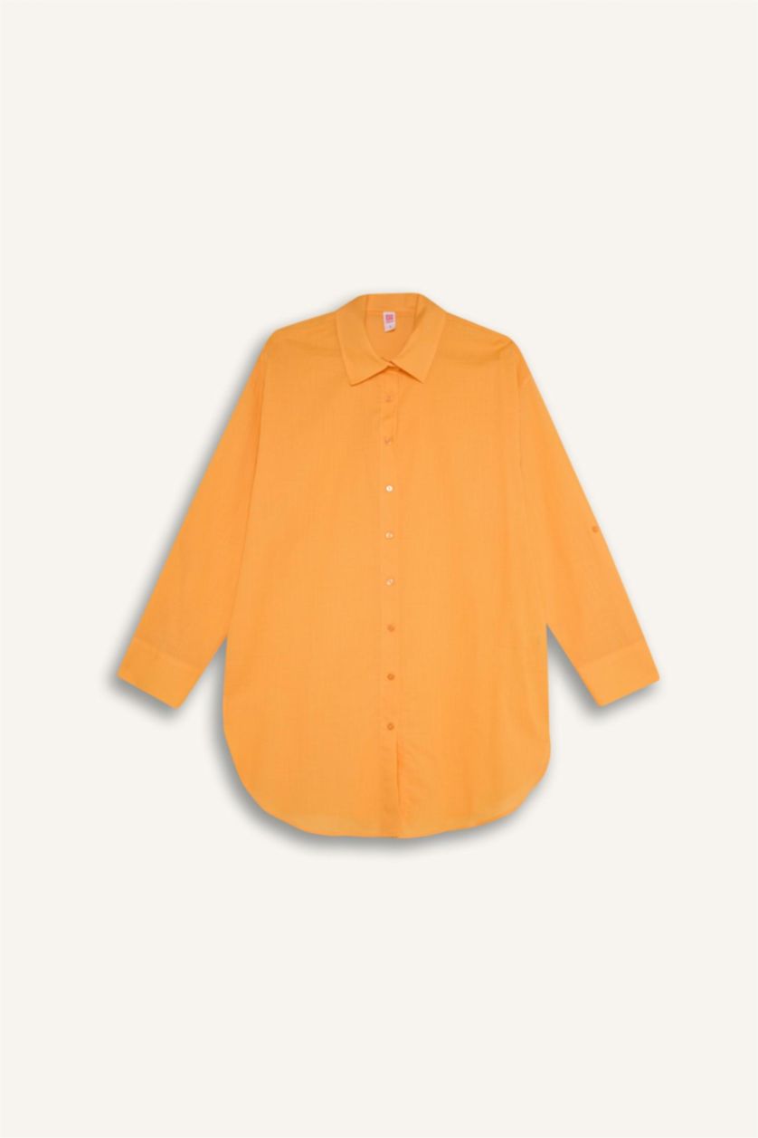 Kadın Sarı Regular Fit Pamuklu Plaj Gömleği