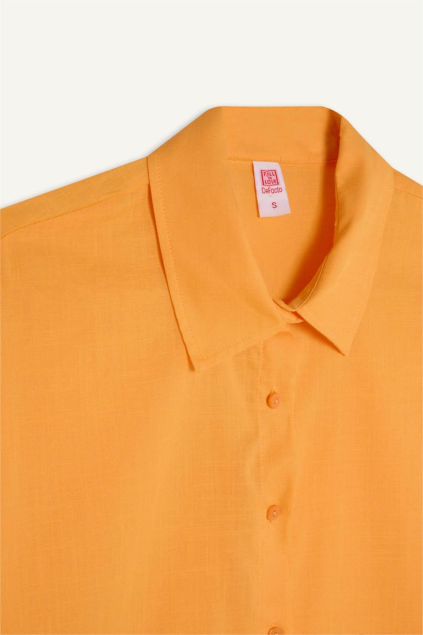 Kadın Sarı Regular Fit Pamuklu Plaj Gömleği