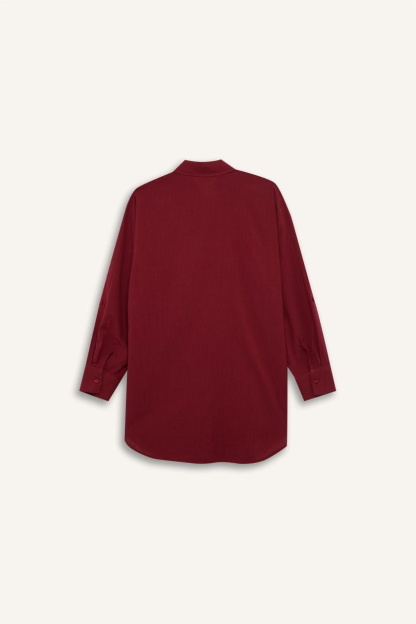 Woman Bordeaux Fall in Love Regular Fit Cotton Beach Shirt