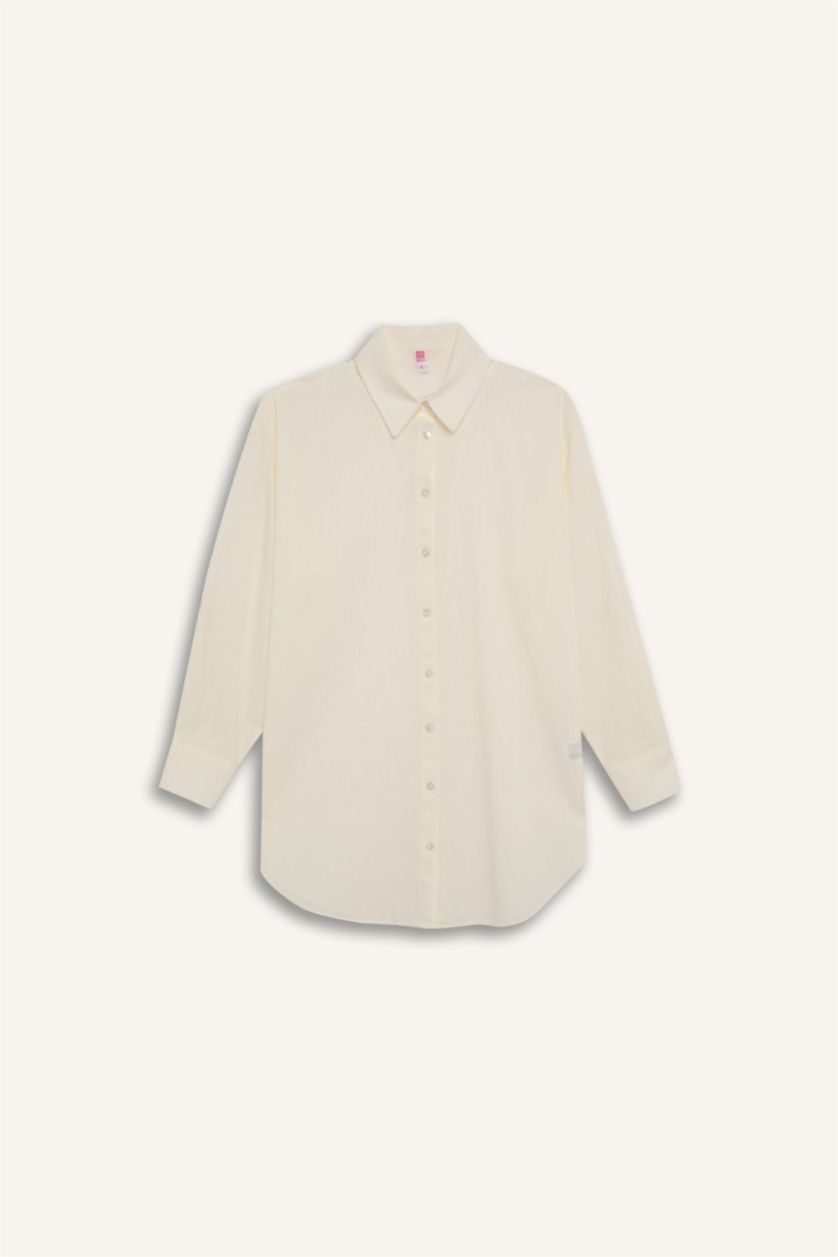 Woman White Fall in Love Regular Fit Beach Shirt