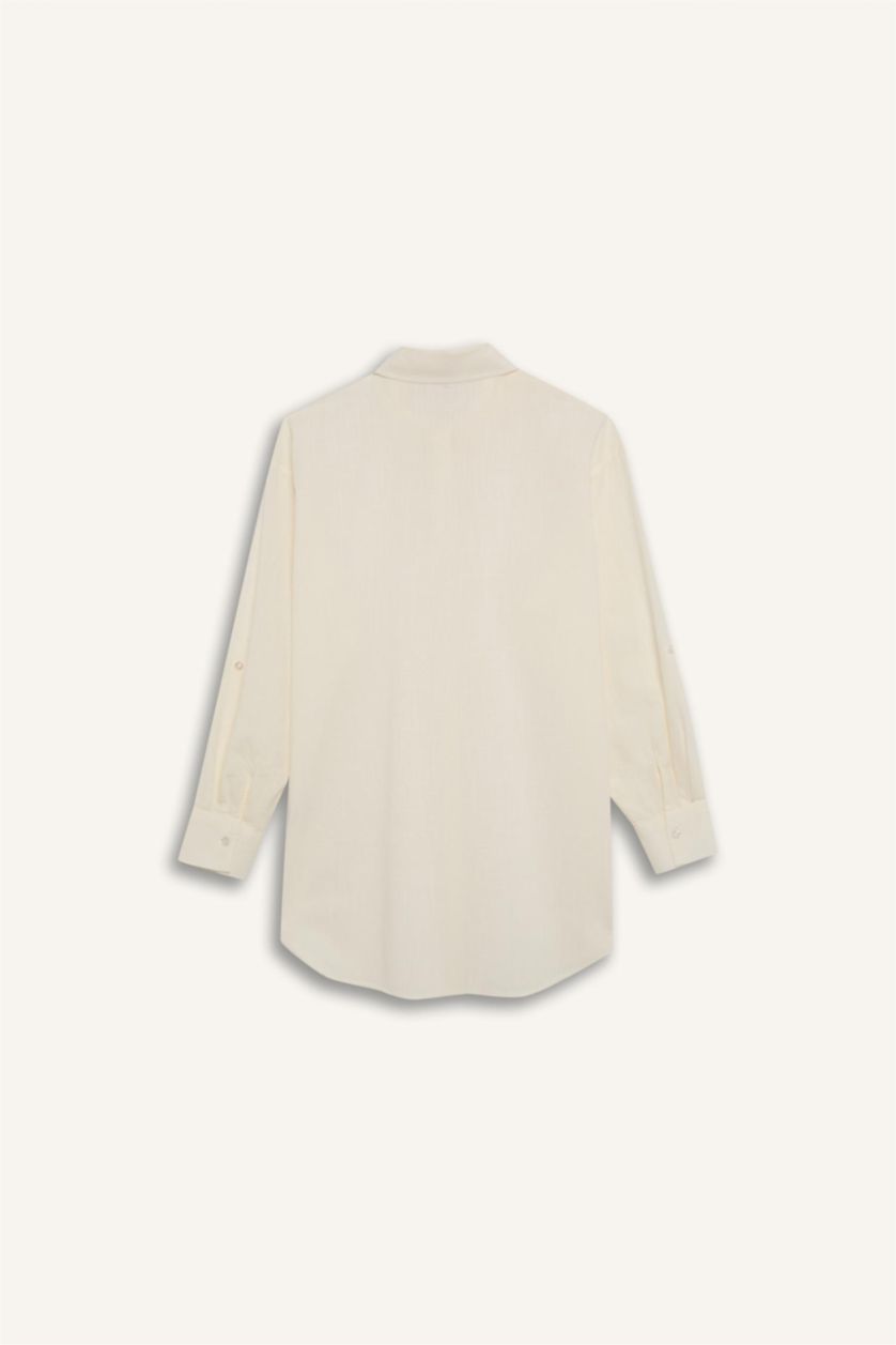 Woman White Fall in Love Regular Fit Beach Shirt