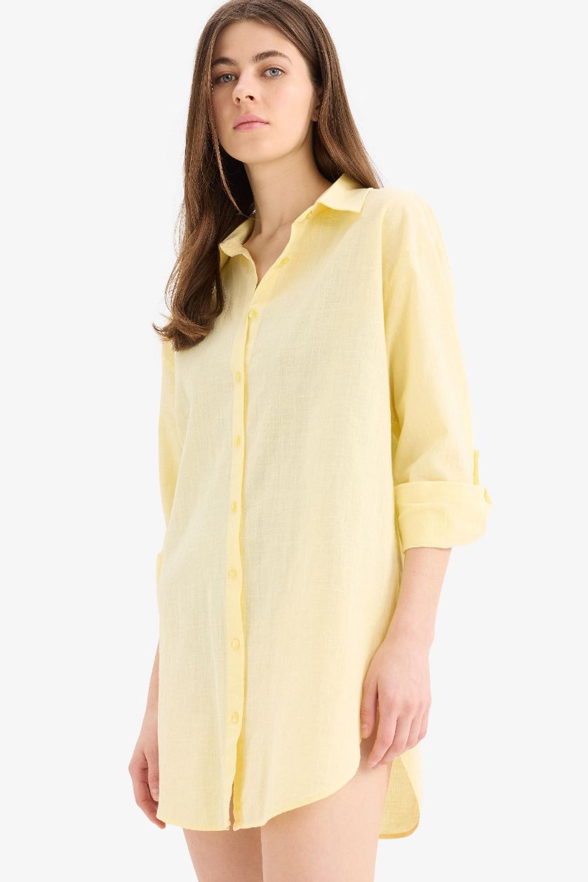 نساء أصفر لبس بحر قطن قصة عادية من Fall In Love