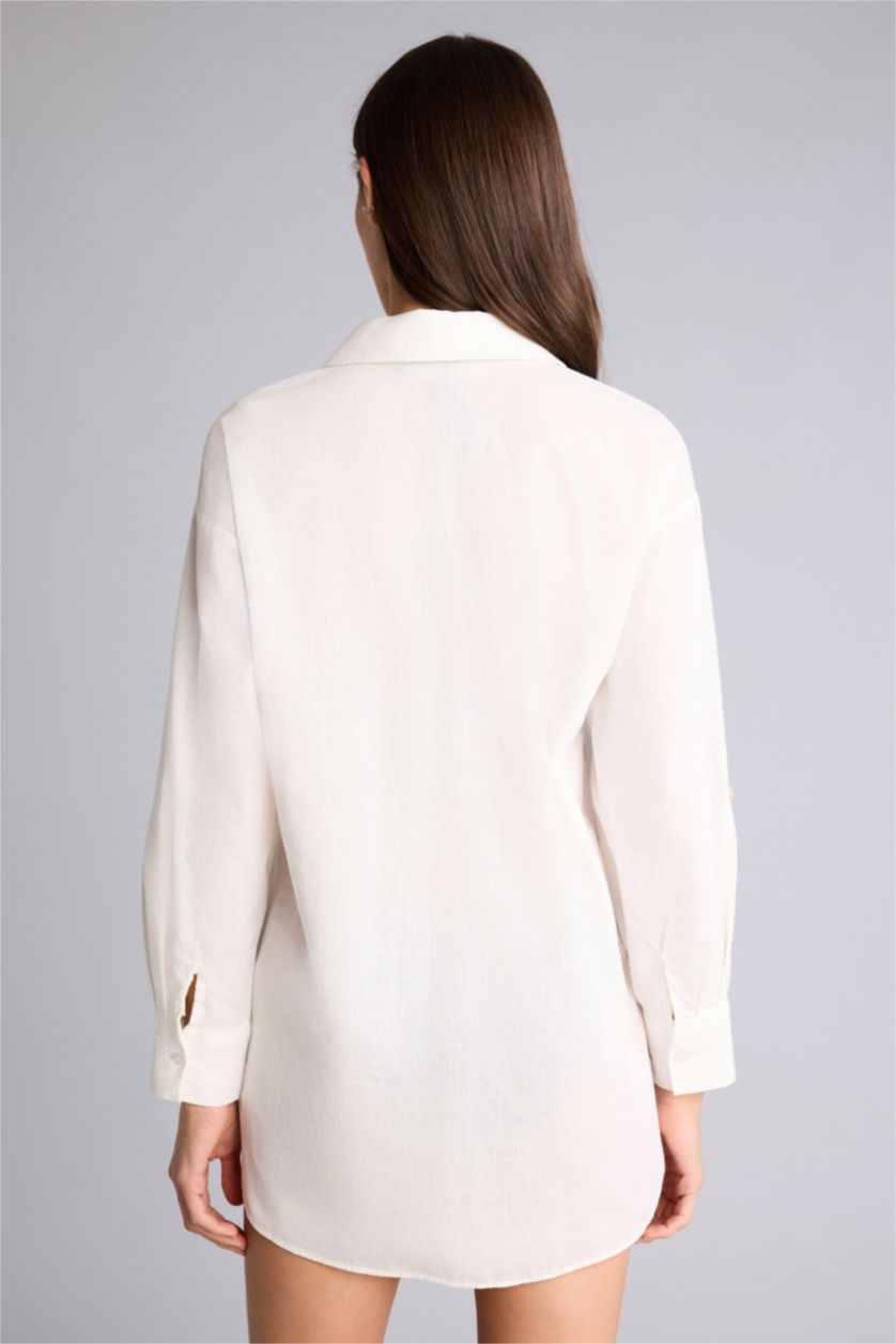 FEMME Blanc Chemise de plage 100% coton à coupe régulière de Fall in love