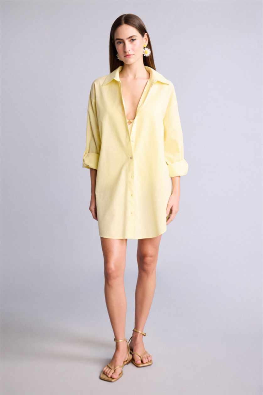 WOMAN Yellow Regular Fit Cotton Beachwear