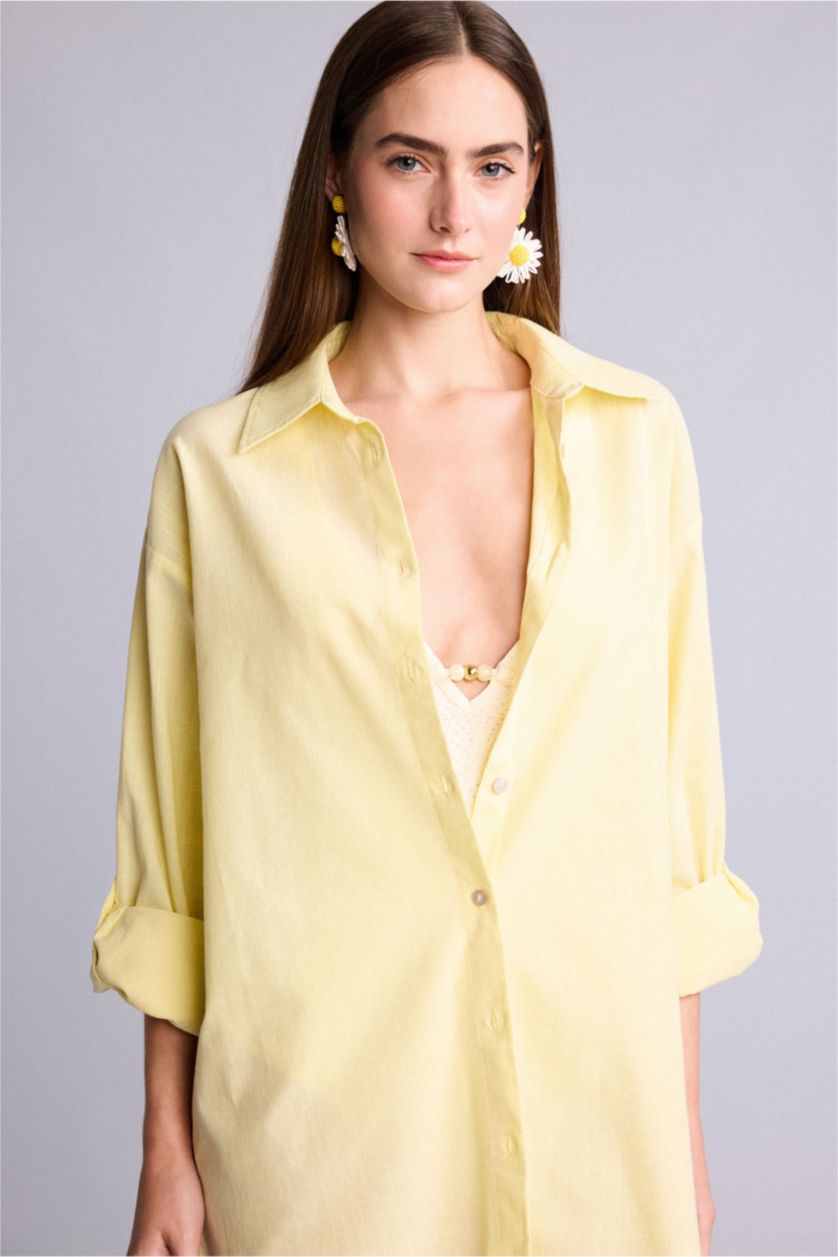 WOMAN Yellow Regular Fit Cotton Beachwear